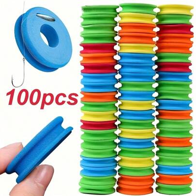 20/50/100 piezas Organizador de caja de espuma EVA para línea de pesca, adecuado para almacenar línea de nailon de pesca con mosca y anzuelos atados previamente, excelente para equipos y suministros de pesca