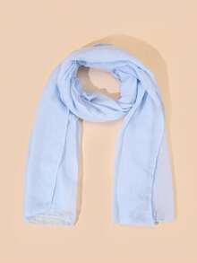 1pc Solid Color Long Scarf, Modest Hijab Suitable For Mosque Use, Sunscreen Headscarf,Beach,Holiday,Accessories,Travel Essential - Baby Blue - View 2