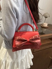 1件時尚紮染女款手提包，優雅女款手提包，漸層色女款休閒斜挎包，櫻桃吊飾，夏季翻蓋奢華女款包，絕佳度假禮物，高級女款包 - 彩色 - 查看 3
