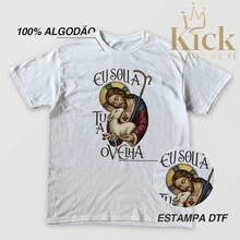 Women's Christian T-Shirt "Sheep Of Jesus," Religious Style, In Premium Cotton - 白色 - 查看 2
