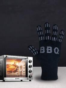 1 đôi găng tay chịu nhiệt nướng BBQ, găng tay lò nướng hai lớp bằng cotton phủ silicon, găng tay chống trượt dùng để nướng bánh, nướng thịt. - Xem 6