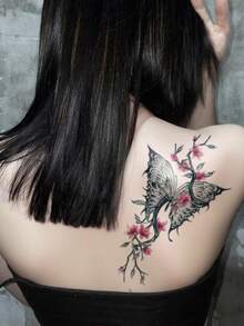 3 Sheets Big Size Body Art Temporary Tattoo Stickers For Both Men And Women With Patterns Including Thorns, Flowers, Swords And Butterflies. Waterproof Fake Tattoo That Lasts 2-5 Days And Can Be Attached To Arms, Neck, Shoulders, Back, Waist And Legs. Ideal For Festivals, Parties, Gift Giving And Music Festivals To Quickly Create A Personalized Tattoo. - Black - View 5