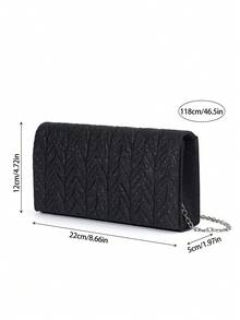 1PC Rhinestone Decor Pleated Clutch Bag, Elegant Handbag For Party And Events, Fashionable Shoulder Crossbody Chain Bag - Black - View 4