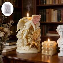 1pc White Creative Holy Angel And Guardian Lion Mold, Vividly Depicting Angel Wings And Lion Clouds, Easy To Demold And Reusable Silicone Mold, Suitable For Making Scented Candles, Plaster Or Resin Artworks, Is A Sacred Gift For Religious Festivals Or Special Celebrations, And A Mysterious Choice For Home Decoration. - White - Angel Flying Lion - View 1