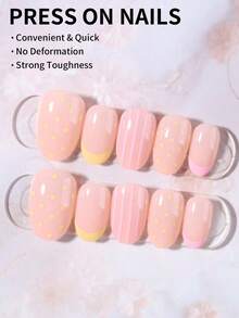 24入短橢圓波點假指甲組，含1片雙面黏貼貼片與1個指甲銼條，短波點指甲讓指尖閃耀迷人，適合派對、跳舞及日常使用 - 彩色 - 查看 2
