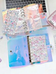 A5/A6/A7 Size Laser Transparent Loose Leaf Binder, Portable Transparent Star Loose Leaf Binder, Photo Storage Bag, Transparent Sticker Notebook, Loose Leaf Sticker Notebook And Photo Album | Budget Planner, Office Diary, School, Hobby Planner | Portable Star Design Suitable For Commuting And Collection - Binder - View 7