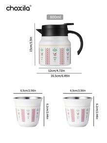 1件 800ml 保溫茶壺，中東風格花葉保溫茶壺，駱駝棕櫚樹保溫咖啡壺，茶壺，水壺；80ml 雙層保溫咖啡杯，茶杯，水杯，適用於居家、咖啡店、茶館、招待客人 - C(White) - 查看 11