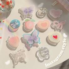 Soporte ajustable para teléfono en forma de mariposa asimétrica con sistema de empuje y tracción, adecuado para smartphones y tabletas, soporte extensible para teléfono, accesorio para teléfono, regalo de cumpleaños o Día de la Madre - Multicolor - Ver 3