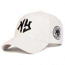 1 pieza Gorra de béisbol de mujer con bordado de letra NY en pana, sombrero casual de moda callejera para primavera/otoño, exterior, viaje, playa - multicolor - Ver 12