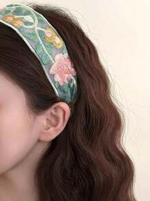 1/3 piezas de bandas para el cabello de poliéster con estampado floral, estilo bohemio, trenza ancha y bordado - Multicolor - Ver 4