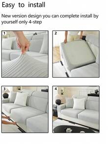 1pc Stretch Sofa Cover, Non-Slip Full Coverage Sofa Seat Cushion, Suitable For All Seasons, Fabric Sofa Slipcover, Machine Washable, Dust-Proof, Pet-Friendly, Decorative Sofa Protector, Adjustable For Corner Sofa, Bedroom, Office, Living Room 1/2/3/4 Seater - Light Grey - View 12