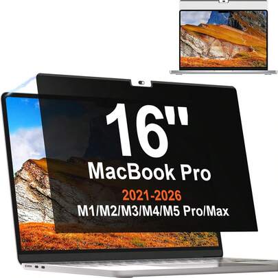  Protescreen 1Pack Privacy Screen For Apple Mac Pro 14"/16" (2021-2026) & Air 15" (2023-2026) Removable Anti-Glare Blue Light Filter With Camera Cover, Anti-Spy Laptop Screen Protector For Apple Laptop