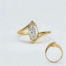 Nhẫn Cubic Zirconia màu xanh lá cây sang trọng, cổ điển dành cho nữ, nhẫn cưới/nhẫn đính hôn quyến rũ, trang sức cô dâu, quà Giáng sinh, Ngày Valentine, quà kỷ niệm. - Vàng - Xem 6