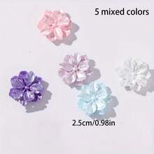 5/10/20pcs Pearlescent Camellia Resin Cabochons - Flower Design, Flat Back No Hole, Suitable For DIY Scrapbooking, Card Making, Hair Accessories And Jewelry Decoration, Shiny Rainbow Colors - Random Colors - Camellia - View 9