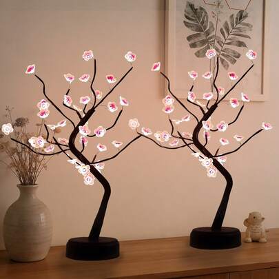 1pc 36LED Tree Lamp, Home Decor, Bedside Table Lamp, Plum Blossom Tree Lamp, Desk Lamp, For Living Room, Bedroom, Home, Office Lighting, Christmas Holiday Decor [Battery Operated]