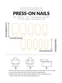 Bộ 24 móng giả vuông màu hồng lấp lấp lánh, có thể tái sử dụng, kèm keo dán, thích hợp làm quà tặng cho phụ nữ và những người yêu thích thời trang, bao gồm 1 dũa móng, mã sản phẩm Y567 Orange Stripe. - Nhiều màu - Xem 6