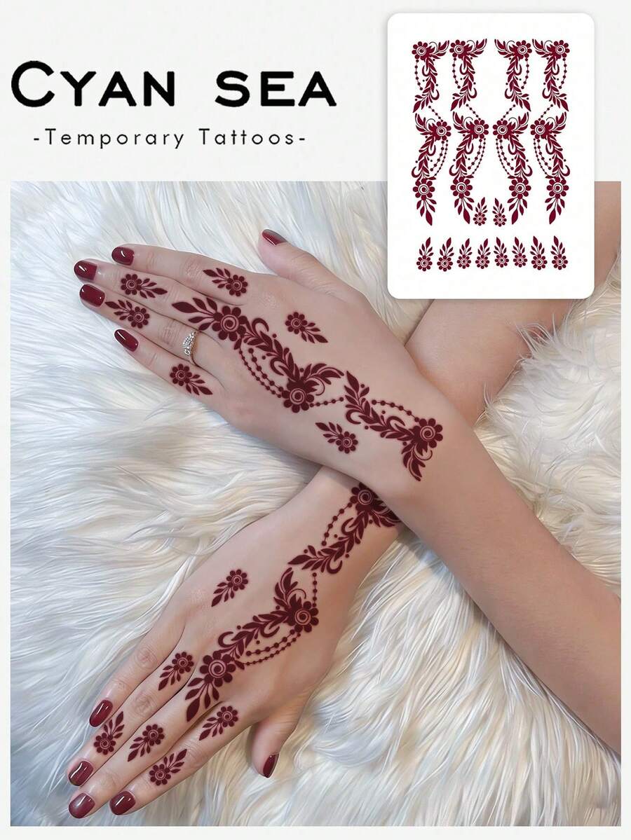 1 Bộ Miếng Dán Móng Tay Tạm Thời In Hình Ren Chủ Đề Ngày Valentine, Trang Trí Với Họa Tiết Hoa Hồng Đỏ/Đen Tối Giản. Thiết kế nghệ thuật, Chống Nước, Chống Mồ Hôi, Có Thể Rửa Sạch, Không Phản Chiếu, Mô Phỏng Hiệu Ứng Hình Xăm Móng Tay. Thích Hợp Cho Tay. Lý tưởng cho những người yêu thích thời trang, Giữ Được 3-5 Ngày. - Đỏ - Xem 1