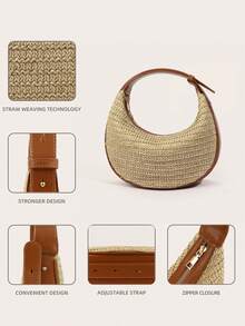 Túi mới với dây đeo có thể điều chỉnh - Túi xách tay đa năng, có thể đeo chéo và đeo vai kiểu hobo. - màu nâu - Xem 3