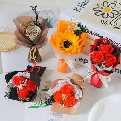 1 Bó hoa hồng giả được gói giấy, món quà lãng mạn cho Ngày của Mẹ, Kỷ niệm, Bạn gái & Bạn bè, Hoàn hảo cho Ngày Valentine, Giáng sinh, Quà lưu niệm & Quà tặng đám cưới, Trang trí nhà phong cách Boho, Vật trang trí bàn, Trang trí phòng ngủ, phòng tắm & bàn làm việc, Trang trí lễ hội & tiệc tùng, Quà tặng cho người yêu