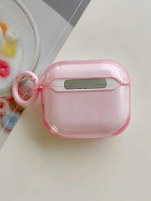 1 ốp bảo vệ trong suốt + vòng khóa chống sốc cho tai nghe, tương thích với tai nghe Bluetooth Apple 1/2/3/4/Pro/Pro 2nd - Màu Hồng baby - Xem 2