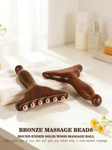 1 chiếc bàn chải massage toàn thân 6 hạt, cán gỗ, thích hợp cho mặt, cơ thể, chân, thiết kế hạt đồng, chống trượt, nâng cơ mặt, massage chân, spa tại nhà, chăm sóc sức khỏe và sắc đẹp hàng ngày. - Phiên bản xử lý - Xem 4