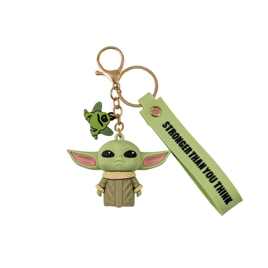 Ecommerc3 1 件裝 3D 立體 Grogu 鑰匙扣,出自《星際大戰:曼達洛人》,綠色人偶造型,附掛繩和青蛙吊墜,可作鑰匙或背包掛件。 - 選項 2 - 查看 1