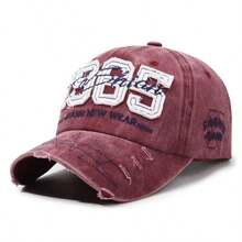 1pc 1985 Quilted Baseball Cap, Front Embroidered With "JEANS NEW WEAR", Side Embroidered With "FAVORITE JEANS", Y2K Retro Washed Style Sun Hat - Multicolor - View 13