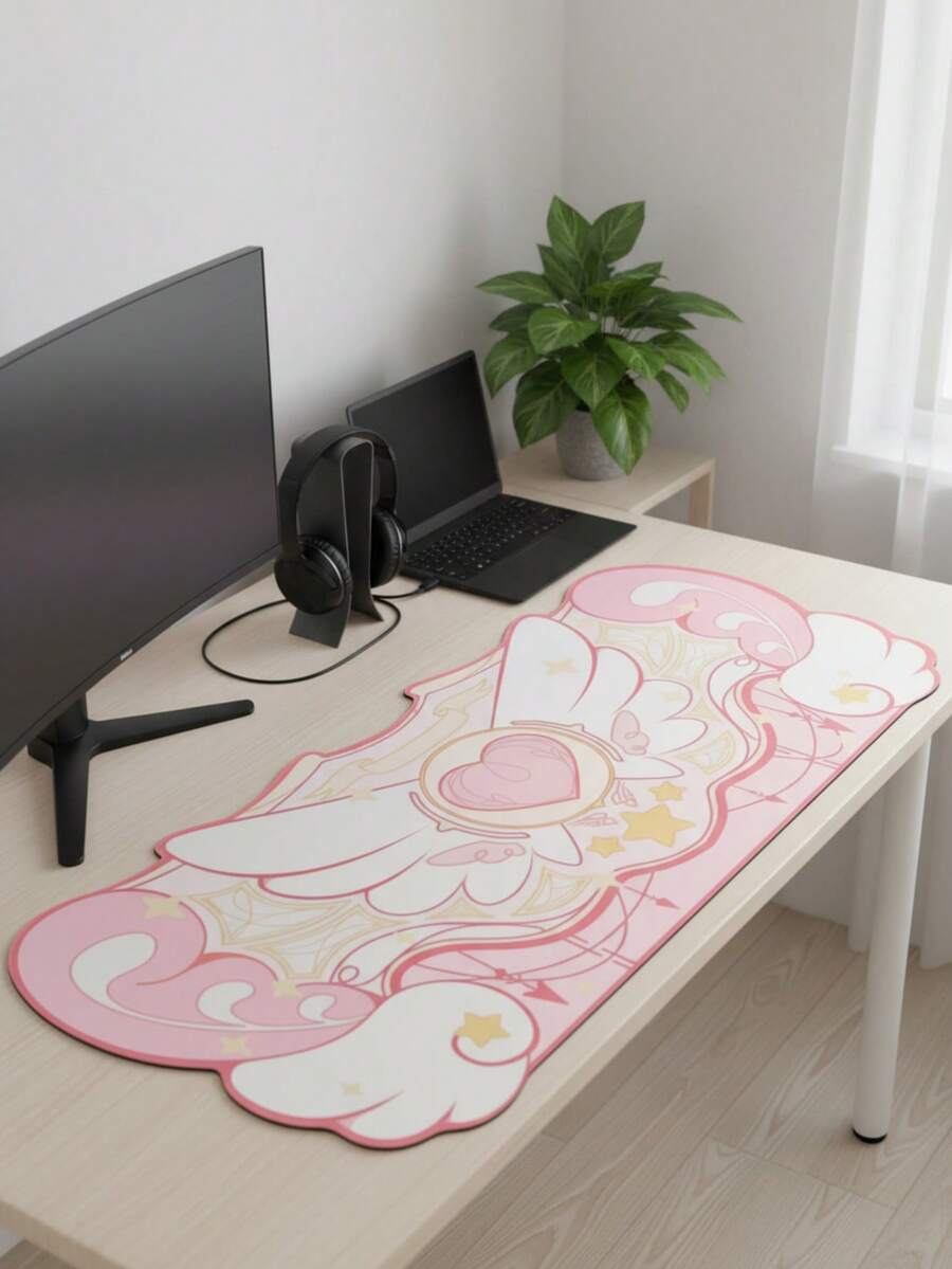 Tấm lót chuột cỡ XXXL cực lớn, bề mặt mịn, phủ kín toàn bộ bàn làm việc, chống thấm nước, đế cao su chống trượt, bề mặt vải, họa tiết cánh hoa hình ngôi sao màu hồng và trắng, tương thích với chuột có dây và không dây, sử dụng tại văn phòng và nhà, món quà lý tưởng cho Ngày của Mẹ. - Xem 1