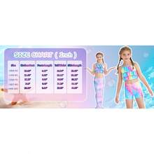 3-Piece Mermaid Swim Set For Girls - Tankini Top, Shorts & Detachable Tail, Ages 3-11 Years, Cute For Beach - 豐富多彩的 - 查看 5