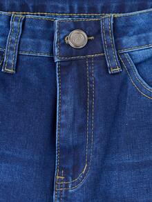 Wide-Leg Denim Pants With A Flattering High Waist And Functional Cargo-Style Side Pockets - Dark Blue H2KB20 - View 7
