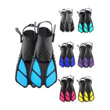 Aletas de natación con talón abierto y correa ajustable, aletas de natación portátiles y cortas adecuadas para esnórquel, buceo y natación, para adultos hombres y mujeres - Multicolor - Ver 2
