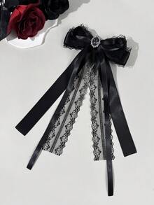 1 pieza Clip para el cabello con lazo de encaje negro & rojo estilo gótico lolita, con lazo de metal y strass, adecuado para uso diario, festivales, fiestas, compras, viajes, fotografía y cualquier ocasión. Un gran regalo para mejores amigas, fiestas, cumpleaños, pinzas de garra, clip para el cabello - Multicolor - Ver 3