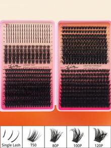 Fengxiu Eyelash 1盒/2盒 640片/1280片 假睫毛簇套装,单片睫毛,D/DD卷度,0.35-0.63英寸效果,DIY假睫毛,50D+80D+100D+120D混合密度,自然蓬松浓密,0.07毫米仿貂毛,适用于圣诞节、万圣节、派对、日常佩戴,必备美妆工具,美容健康,节日魅力美妆,睫毛簇,单片睫毛,假睫毛 - D - 查看 4