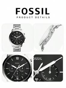 Đồng hồ bấm giờ thạch anh Fossil dành cho nam, vỏ và dây đeo bằng thép không gỉ, mặt số La Mã ba kim, mặt kính chống trầy xước, khả năng chống nước 50M, sự lựa chọn lý tưởng cho quý ông lịch lãm. - Tấm đen bạc - Xem 5