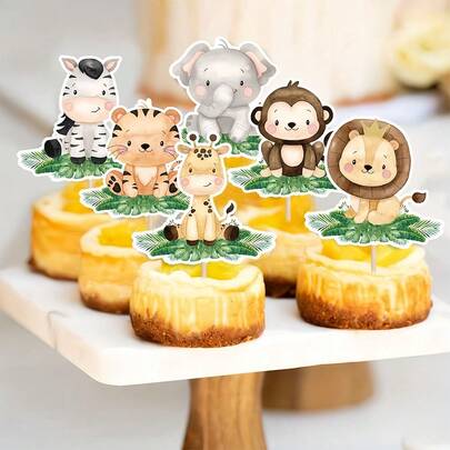 6/8/18/24 chiếc que cắm bánh cupcake hình động vật rừng – Que cắm bánh hình động vật hoang dã và động vật sở thú cho tiệc sinh nhật chủ đề hoang dã và tiệc mừng em bé. Đồ dùng trang trí bánh cupcake cho tiệc sinh nhật bé trai và bé gái.