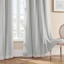 1pc Double-Layer Sheer And Blackout Curtain, With Top Eyelets For Installation, Minimalist Modern Style Suitable For Dining Room, Balcony, Bay Window, Partition, Bedroom, Living Room, Porch, Balcony Sunshade - 1PC - View 8