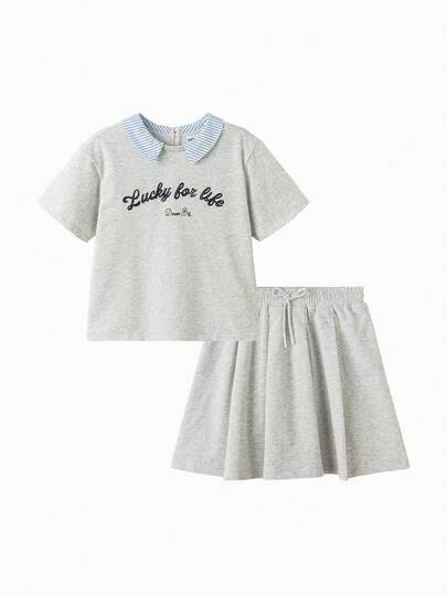 Balabala Bộ đồ 2 món cho bé gái tuổi teen, mềm mại, nhẹ nhàng, thoải mái, đa năng, thời trang mùa hè 2026.