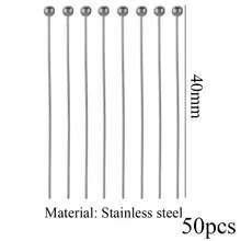 50-Piece Set Of Stainless Steel Fashion Ball Pins, Bead Pins, Round-Head Pins For DIY Beadwork, Pendants, And Jewelry Making Accessories - Silver - View 8