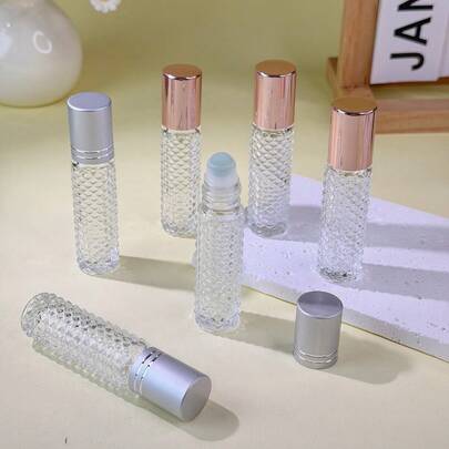 3Pcs 10ml Glass Rollerball Bottles, Refillable Empty Essential Oil Perfume Container Set, Leakproof Travel Size Cosmetic Dispenser With Rollerball Applicator For Aromatherapy Skincare, TSA Approved Portable Mini Toiletries Bottle For Air Travel Vacation Gym Outdoor Sports, Essential Travel Accessories For Women Men Holiday Gifting