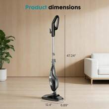 Sweetcrispy 10-In-1 Steam Mop, 1550W Detachable Handheld Steam Cleaner For Floor Cleaning, 16FT Cord, 2 Washable Pads, Multi-Purpose Floor Steamer For Hardwood, Carpet, Tile, Grout, Windows - Black Grey - View 7
