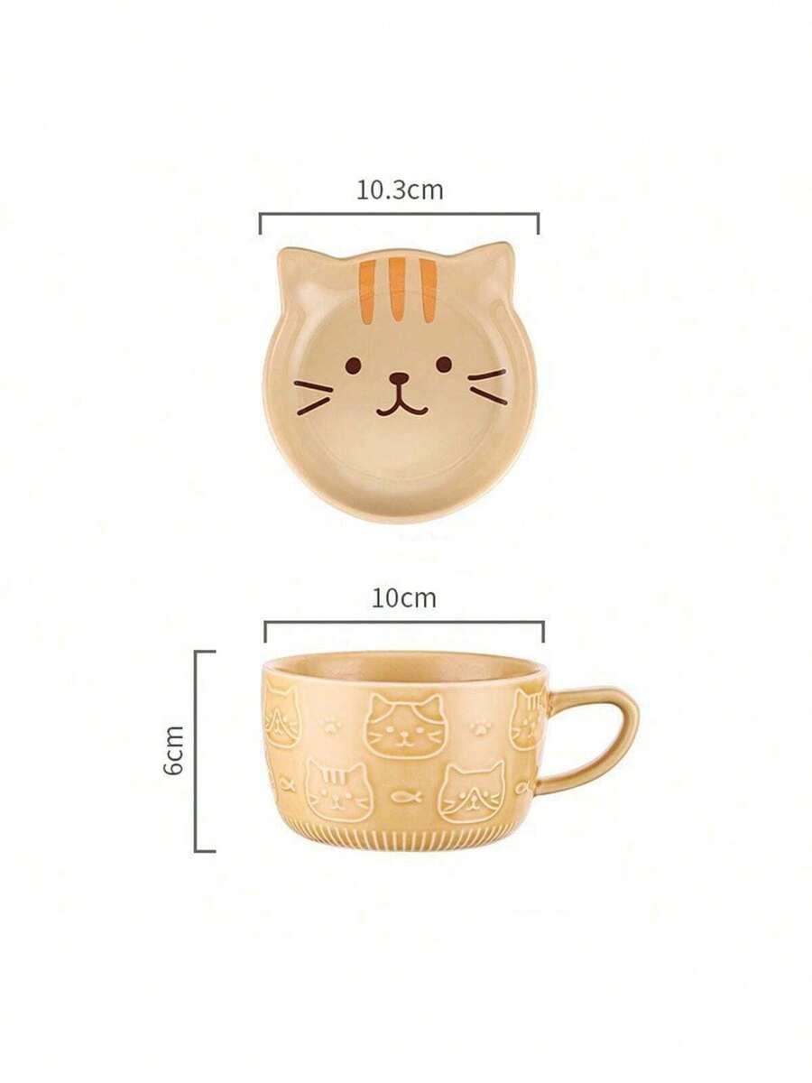 Cherry Cake Cup, High-Quality Cherry Water Cup, Ceramic Mug With Lid, Household Couple Breakfast Coffee Cup, Gift, Birthday Present - Multicolor - View 1