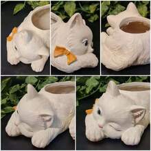 1个可爱猫咪造型花盆 - 耐用树脂花盆，适合家居、办公桌、卧室装饰，是送给爱猫人士、植物爱好者或喜欢可爱家居装饰人士的理想礼物。生日、乔迁或犒劳自己都非常合适！ - A - 查看 7