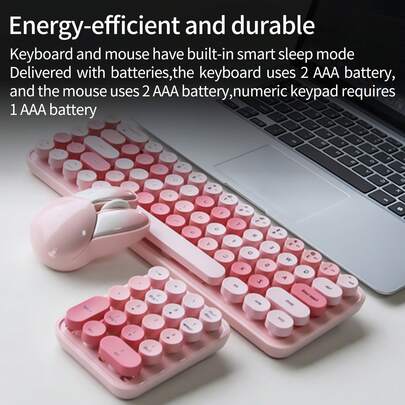 MOFII Three-In-One Wireless Keyboard And Mouse Set, Pink Mixed Color, Highly Attractive, Cute And Sweet, Suitable For Desktop, Laptop, Tablet, And Home Office