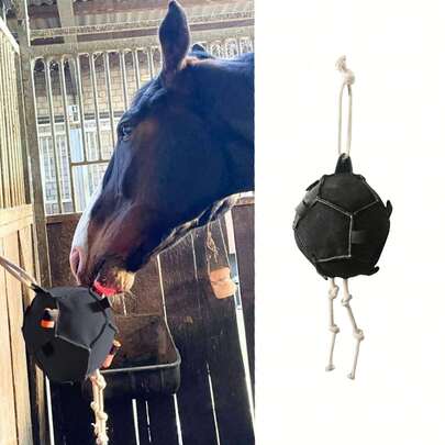 Nuevo juguete interactivo de caballo con zanahoria, pelota de alimentación de entrenamiento, suministros de caballo de juguete interactivo negro