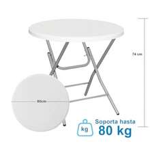 KICMX Mesa Redonda Portátil Plegable 80cm Mesa Auxiliar de 2 Patas  0581957 - como en la foto - Ver 2