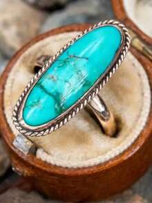 1pc Retro Bohemian Style Women's Personalized Ring, Suitable For Gifts, Daily Wear, Perfect Christmas, For Loved Ones - Baby Blue - View 1