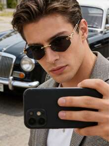 两副男女通用钻石切割镜片无框太阳镜，UV400防晒，Y2K风格太阳镜，非常适合度假和外出。 - 彩色 - 查看 8