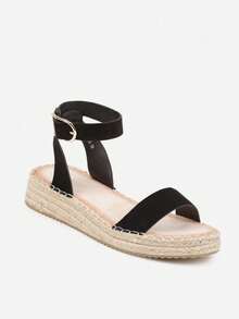 Soft Espadrille Sandals Women Summer Beach Casual - Black - View 5