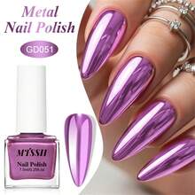 Mtssii 6PCS 7.5ml Mirror Effect Metallic Nail Polish Set Super Bright Metal Color Gold Silver Purple Blue Nail Polish - Quick-Dry, No Need Led UV Lamp Cured, Unscented, Purple, Red, And Beige Options For Women, Perfect Gift For Nail Lovers, Nail Supplies Vibrant Nail Polish Durable Nail - Multicolor - View 5