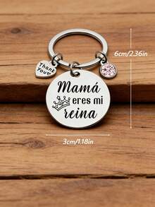 Mother's Day Gift, "Mamá Eres Mi Reina" Stainless Steel Keychain, Appreciation Gift For Mom - Multicolor - View 2